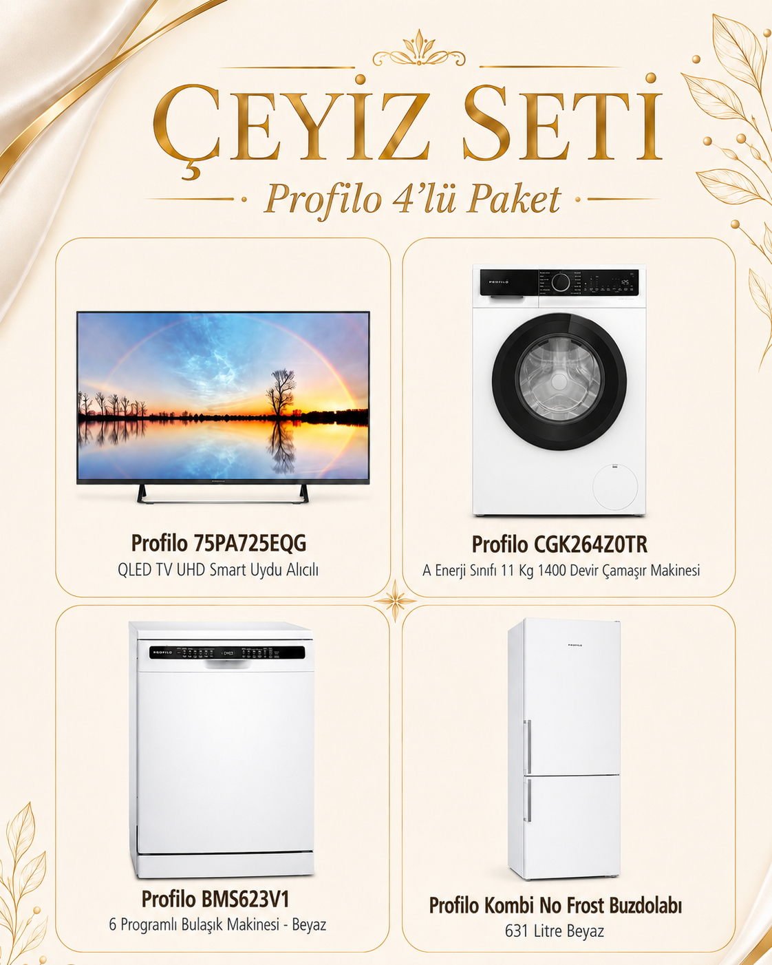 PROFİLO ÇEYİZ SETİ – 4’LÜ PAKET